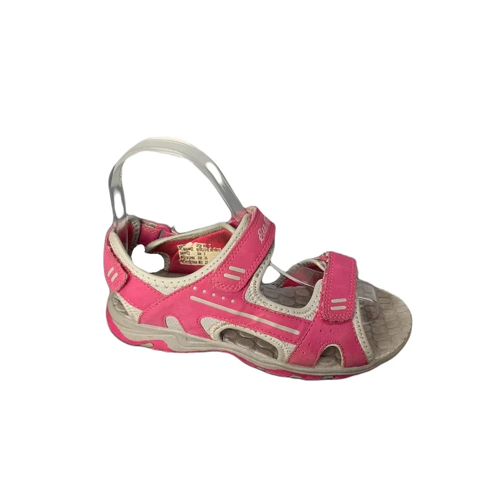 Eddie Bauer Girls Size 3 Pink & Beige Open-Toe Sandals With Adjustable Straps